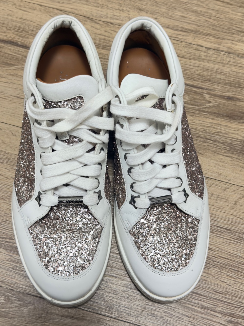 Jimmy Choo Miami Glitter leather sneakers